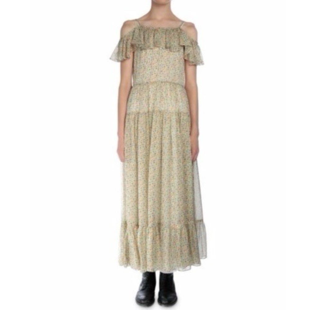 Saint Laurent Paris Peasant Silk Yellow Floral Midi Dress New Sz EU40 $5550 MSRP - Picture 13 of 13